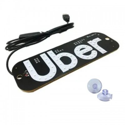 Letreiro Luminoso Placa Led Uber entrada usb-2 Ventosas